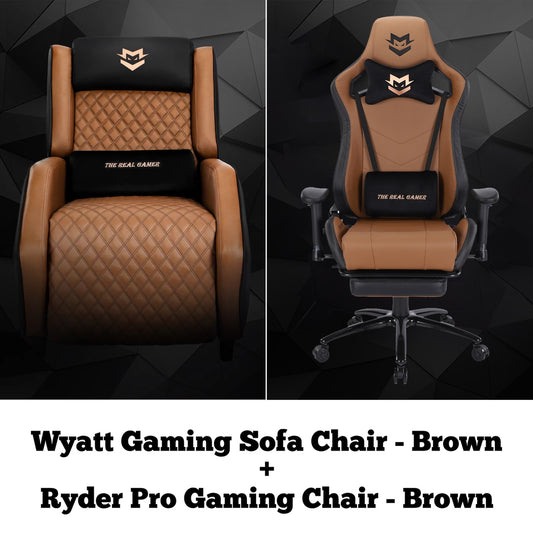 Wyatt Gaming Sofa Chair + Ryder Pro Gaming Chair - Brown
